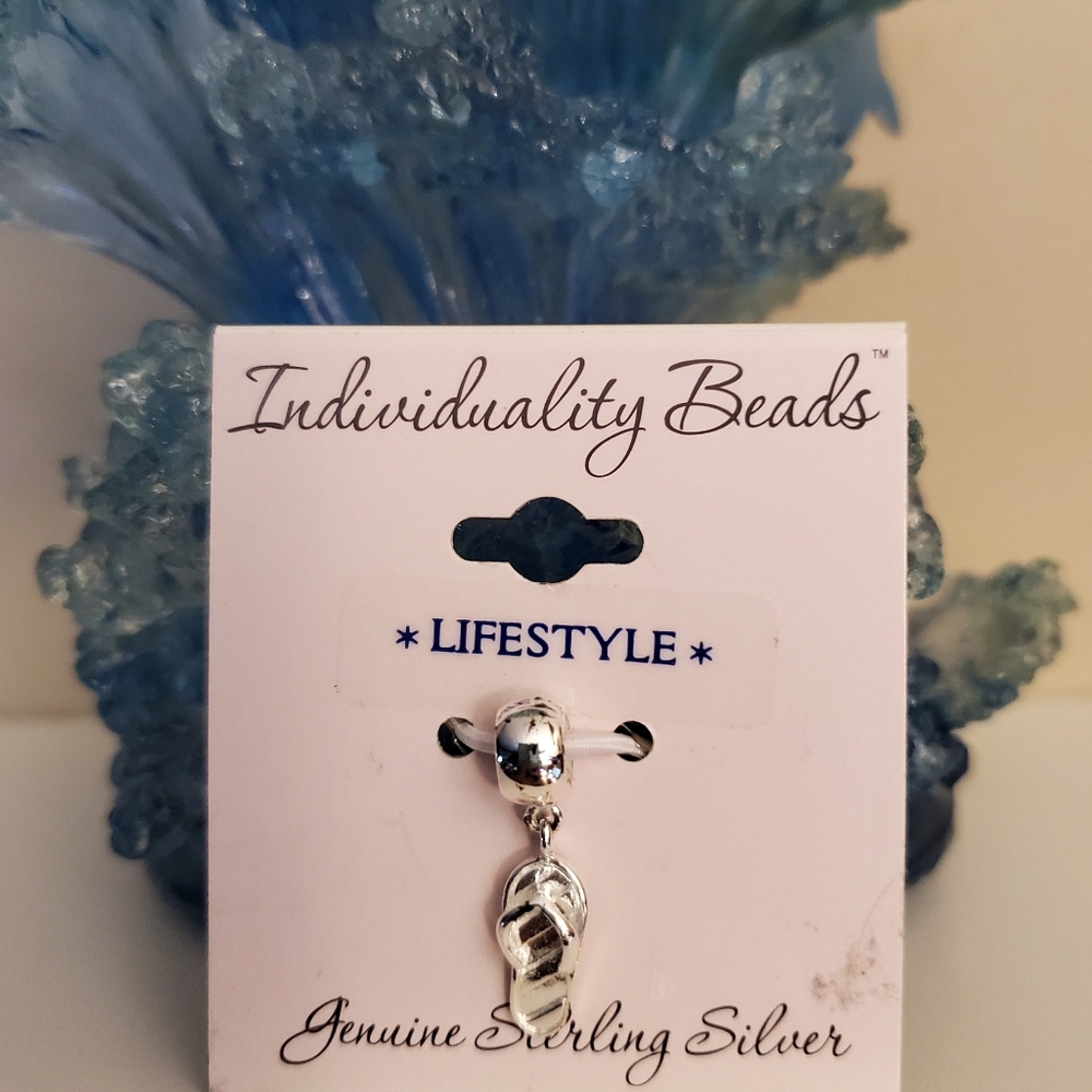 Individuality Beads Silver Flip-Flop Dangle Charm - Picture 5 of 5